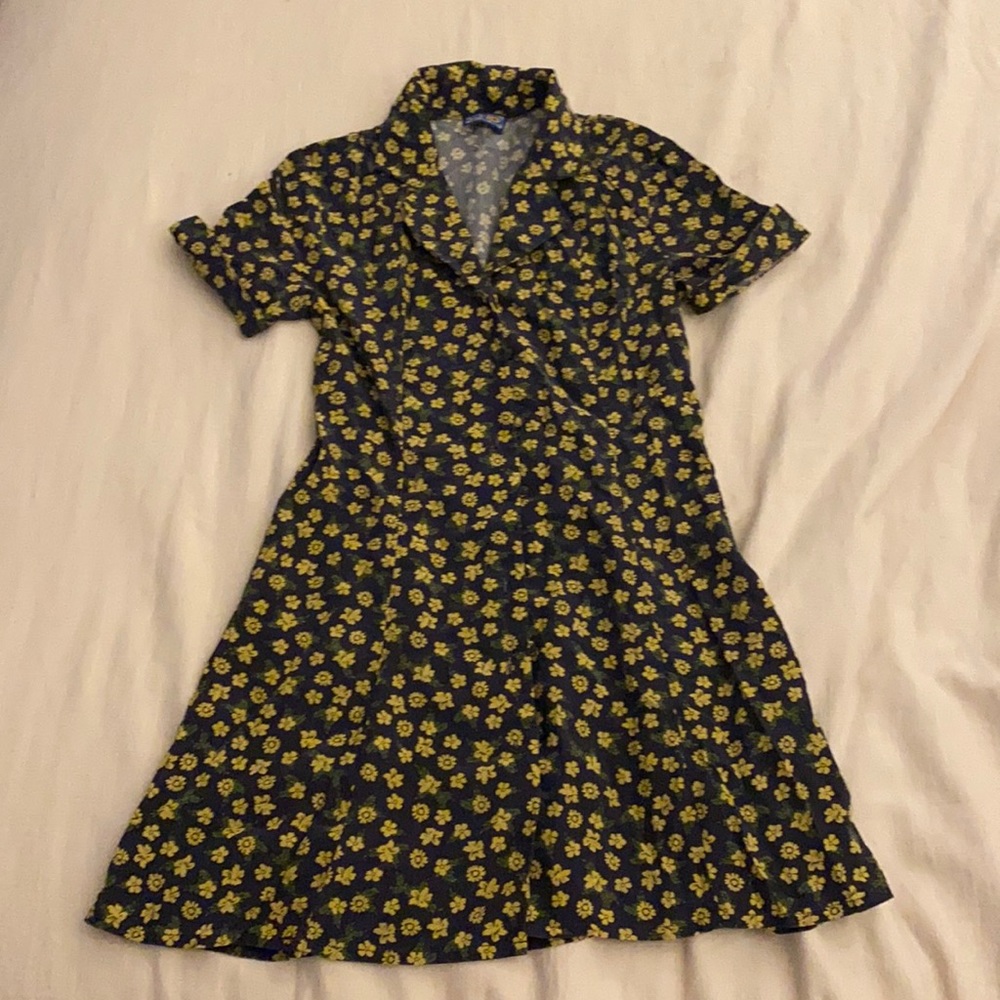 Floral mini button down dress